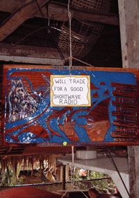 Sign in a local handicraft shop shows an islander's desire to be able to receive radio programs
